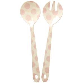 RICE Salatbestik 2-teilig 29 cm, Pink Dots