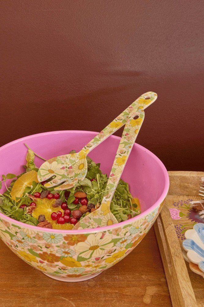 RICE Flower Power Salatbesteck 2-teilig, Flower Power