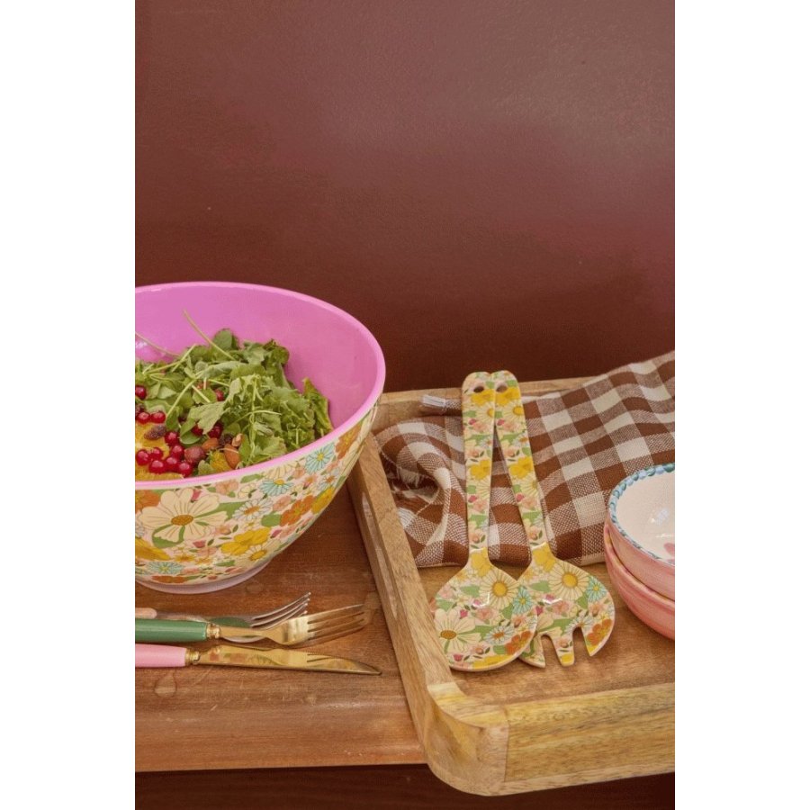 RICE Flower Power Salatbesteck 2-teilig, Flower Power