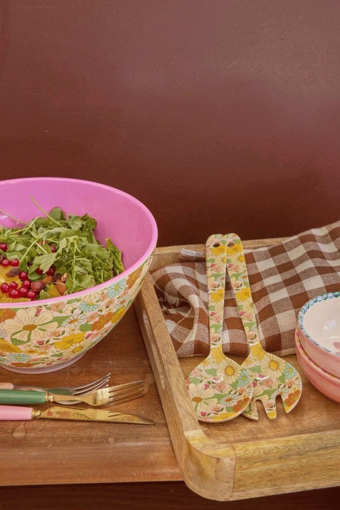 RICE Flower Power Salatbesteck 2-teilig, Flower Power