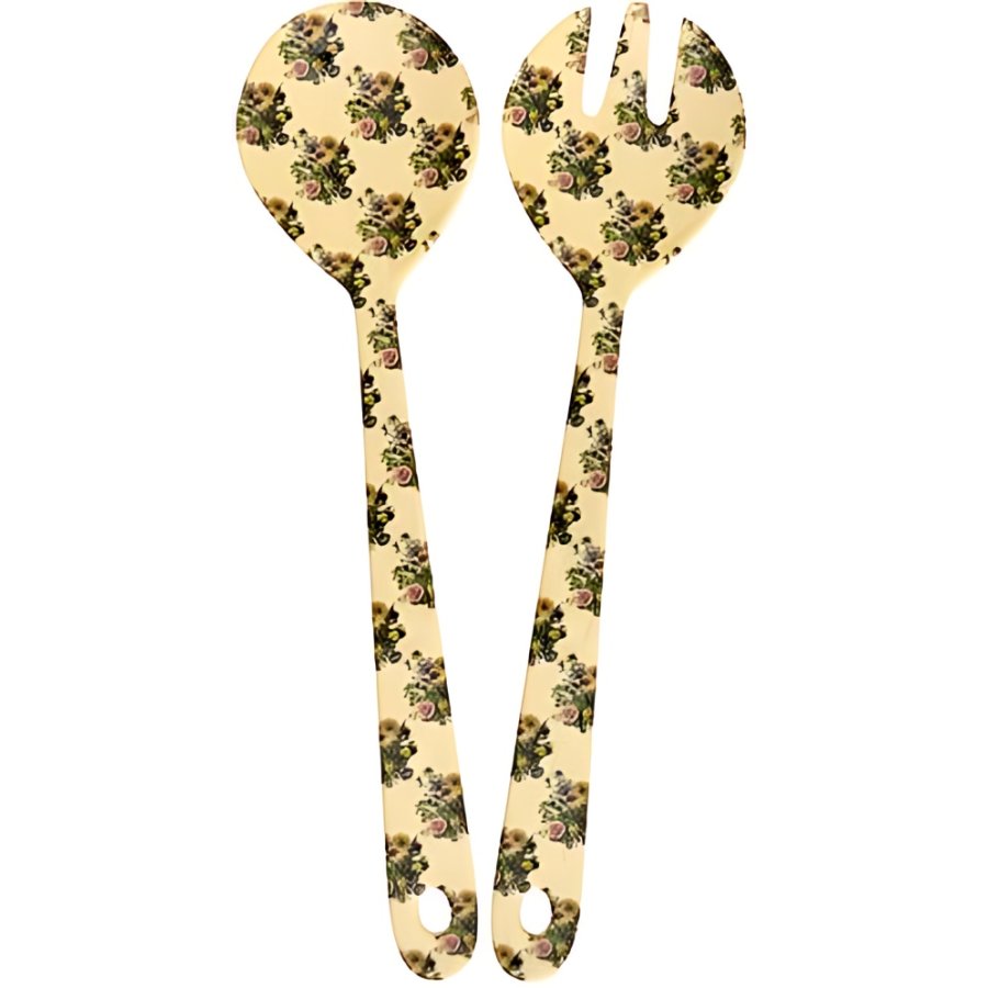RICE Salatbesteck 29 cm, Retro Bouquet/Creme
