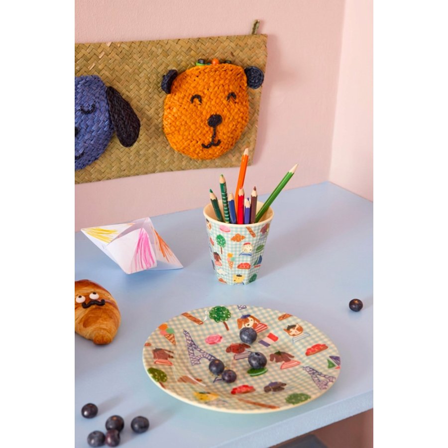 RICE KIDS Bord 20 cm, Kinderen In Parijs/Lichtblauw