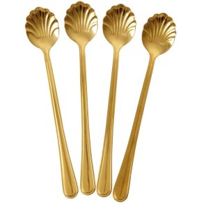 RICE Seashell Langer L�ffel 4er Set 19 cm, Gold