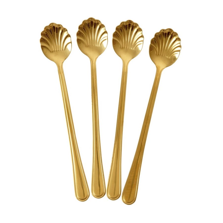 RICE Seashell Langer L�ffel 4er Set 19 cm, Gold
