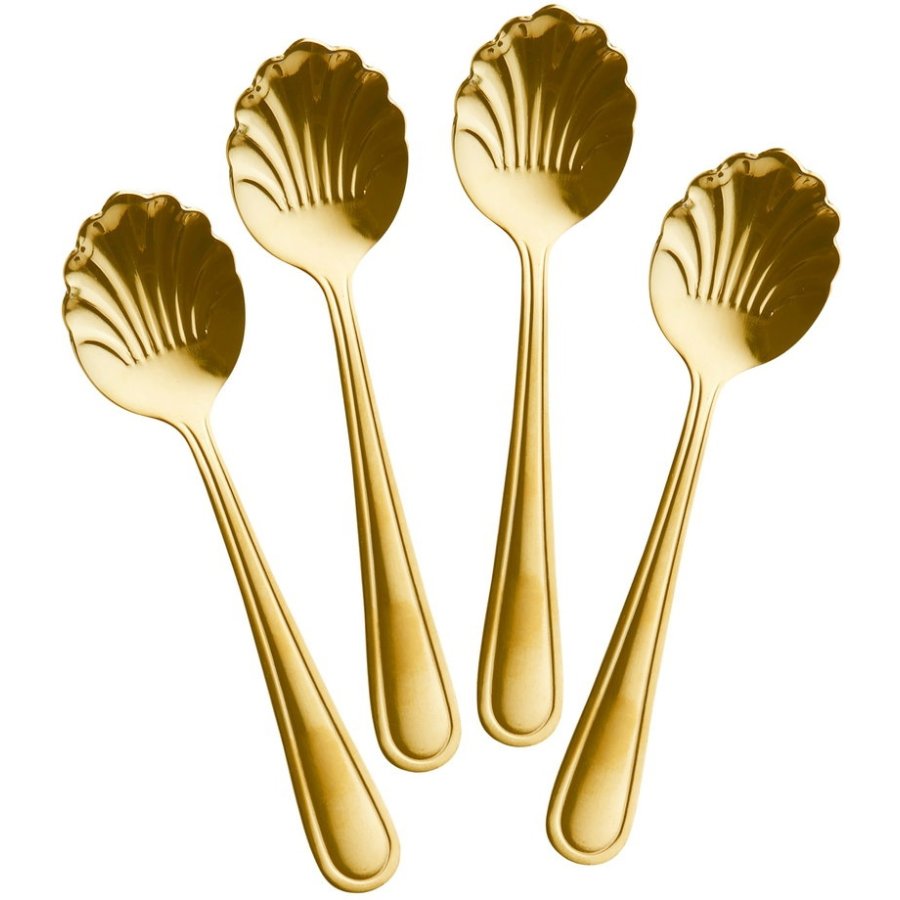 RICE Seashell Teel�ffel 4er Set 14 cm, Gold