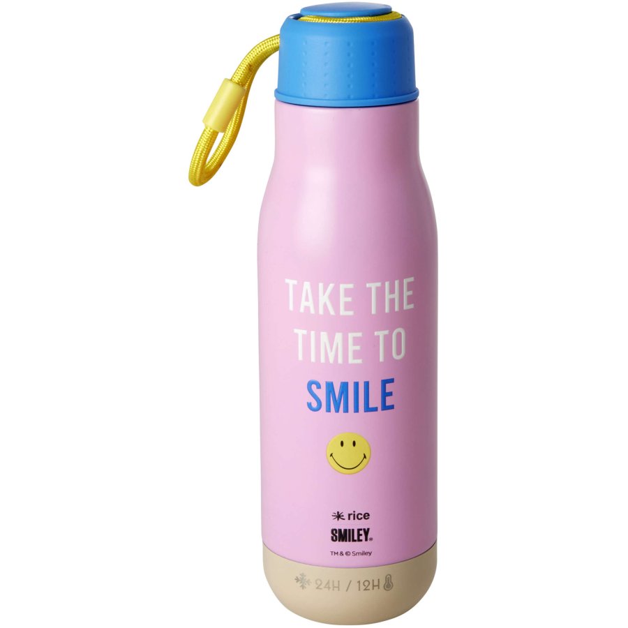 RICE Termoflaske 500 ml, Pink Smiley