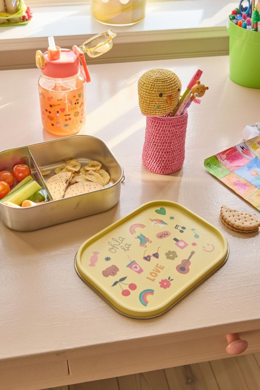 RICE KIDS Unicorn Love Brotdose 1,4 L, Soft Yellow