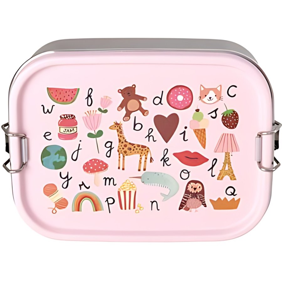 RICE KIDS Madkasse 800 ml, ABC/Pink