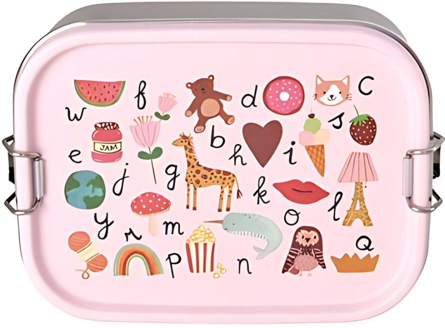 RICE KIDS Madkasse 800 ml, ABC/Pink