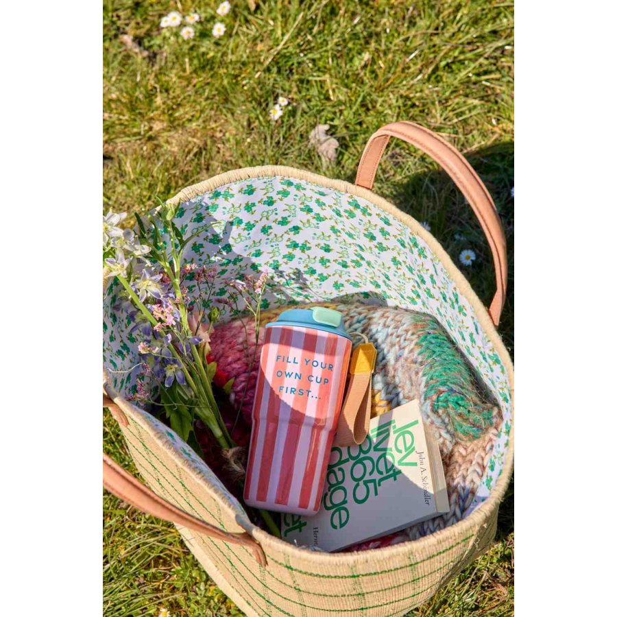 RICE Thermobecher 550 ml, Organic Stripes/Pink