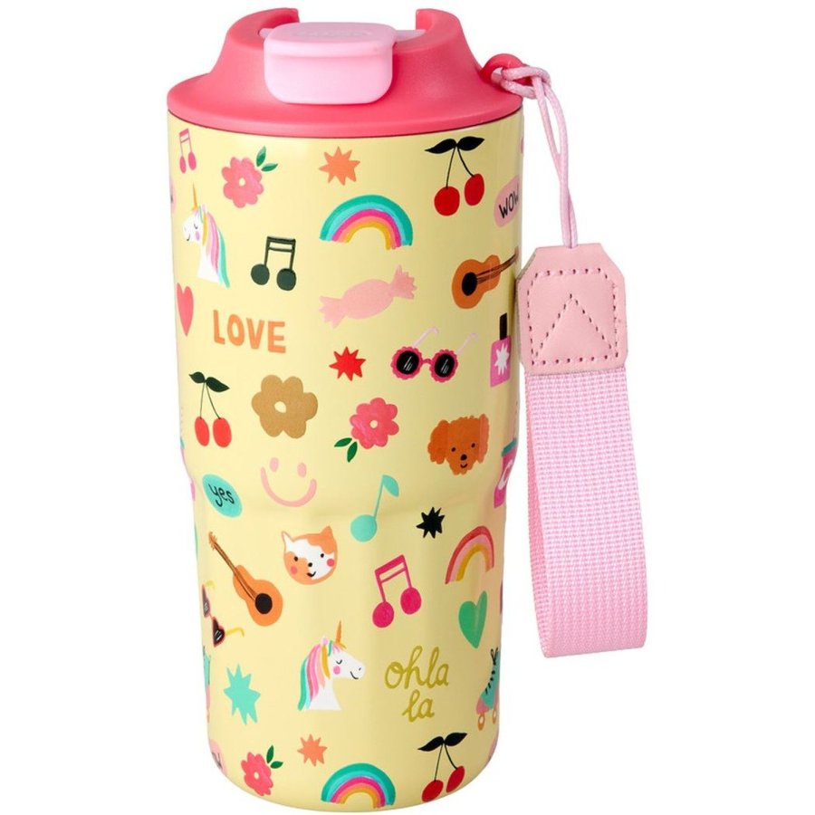 RICE KIDS Termoflaske 550 ml, Unicorn/Lys Gul
