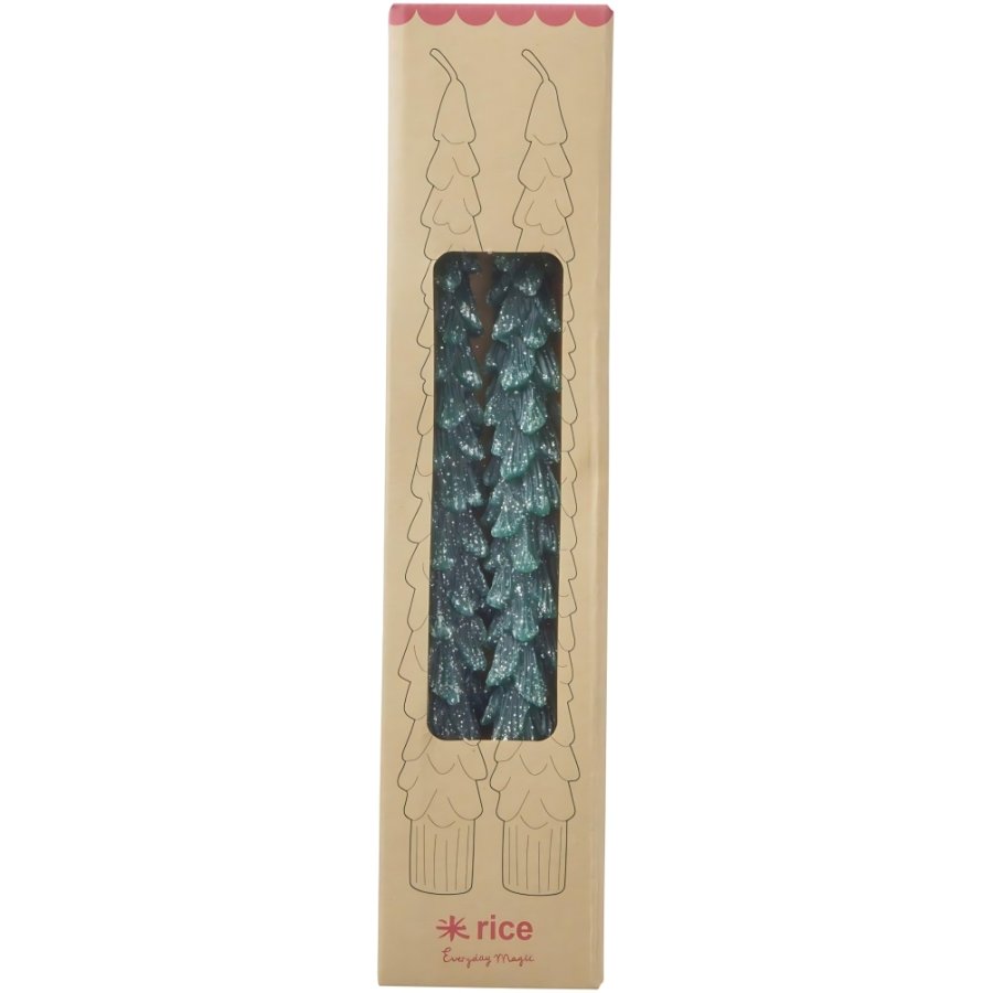 RICE Kronelys Juletr� 2 stk. H26,4 cm, M�rkegr�n