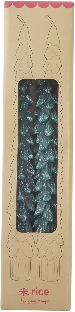 RICE Kronelys Juletr� 2 stk. H26,4 cm, M�rkegr�n