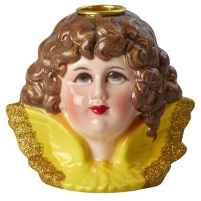 RICE Engel-Kerzenhalter H8 cm, Gelb