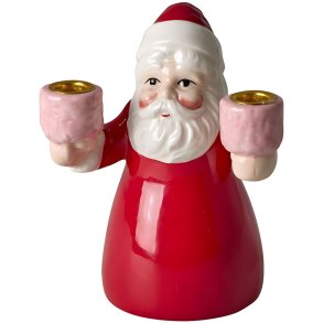 RICE Kerzenst&auml;nder Weihnachtsmann H12 cm, Rot