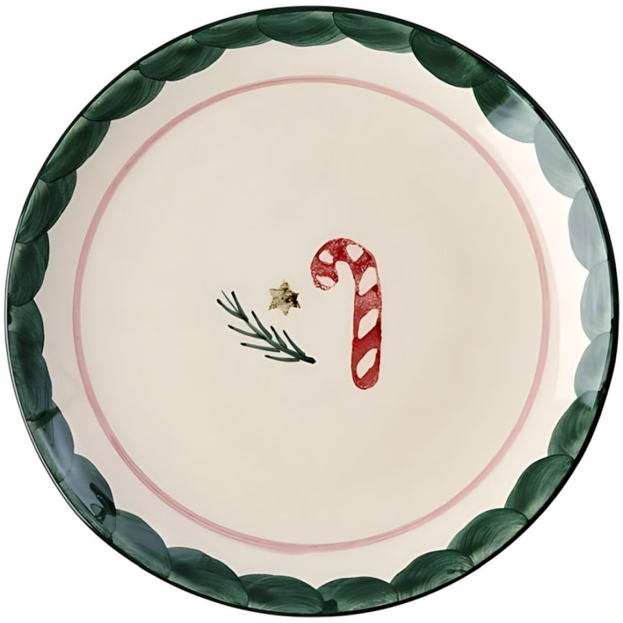 RICE Christmas Hand-Painted Teller 15 cm, Candy Cane