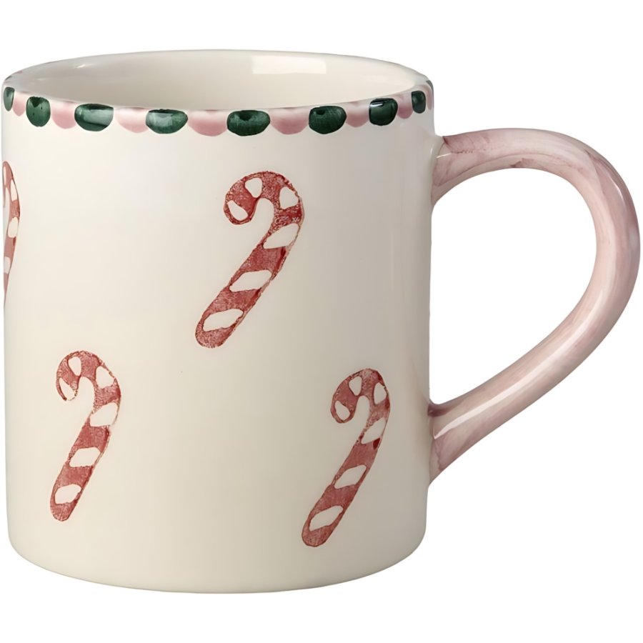 RICE Christmas Hand-Painted Tasse 42 cl, Candy Canes