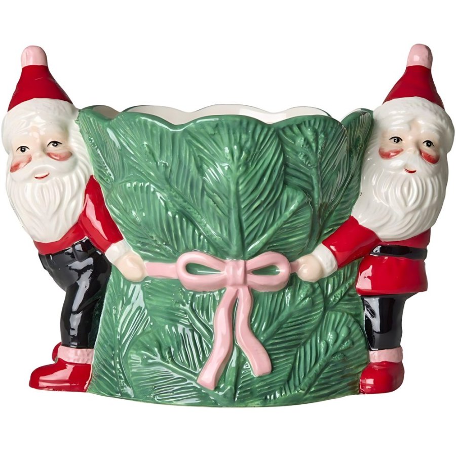 RICE Blumentopf Weihnachtsmann H18 cm, Gr�n