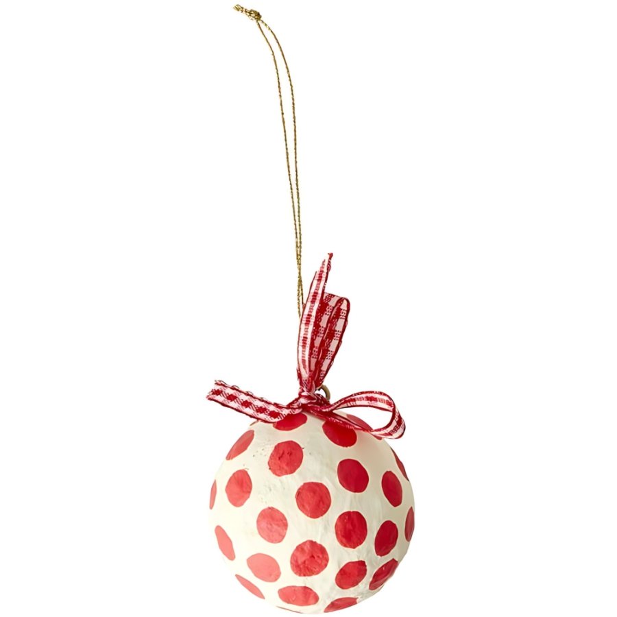 RICE Weihnachtskugel �5 cm, Rot/Wei&szlig;