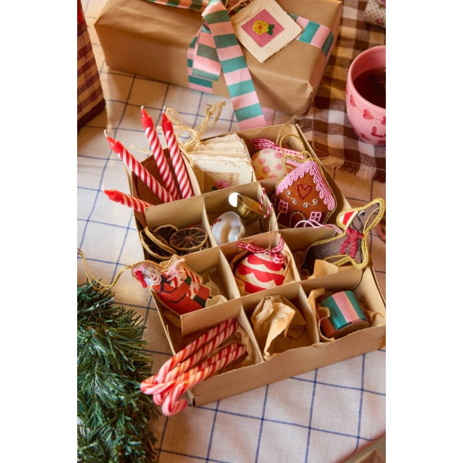 RICE Weihnachtskugel �5 cm, Wei&szlig;/Rot