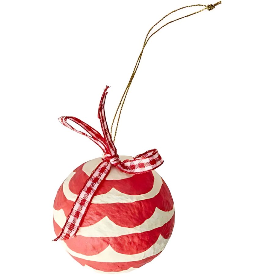 RICE Weihnachtskugel �5 cm, Wei&szlig;/Rot