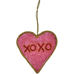 RICE Juleophng Hjerte 10,5 cm, Pink