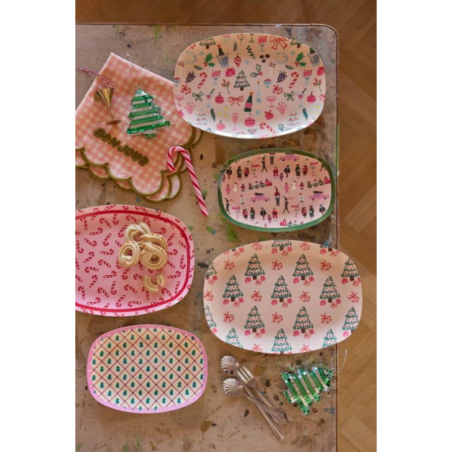 RICE Christmas Teller 22x30 cm, Candy Cane