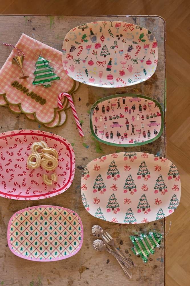 RICE Christmas Teller 22x30 cm, Candy Cane