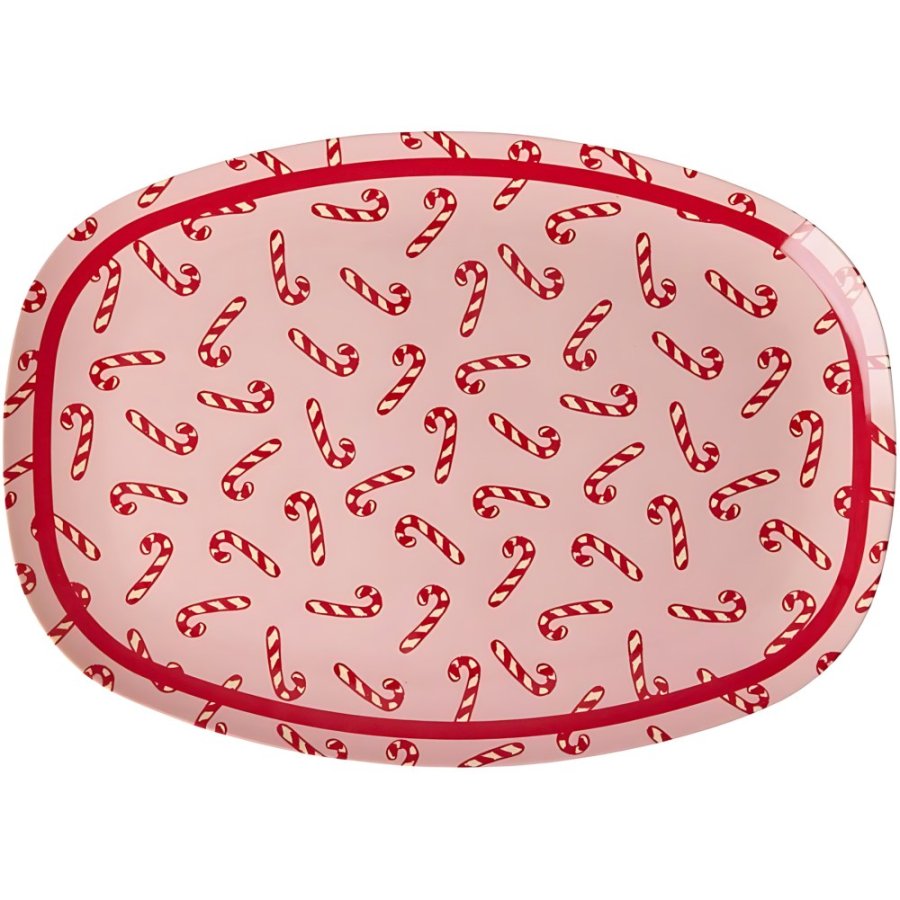 RICE Christmas Teller 22x30 cm, Candy Cane